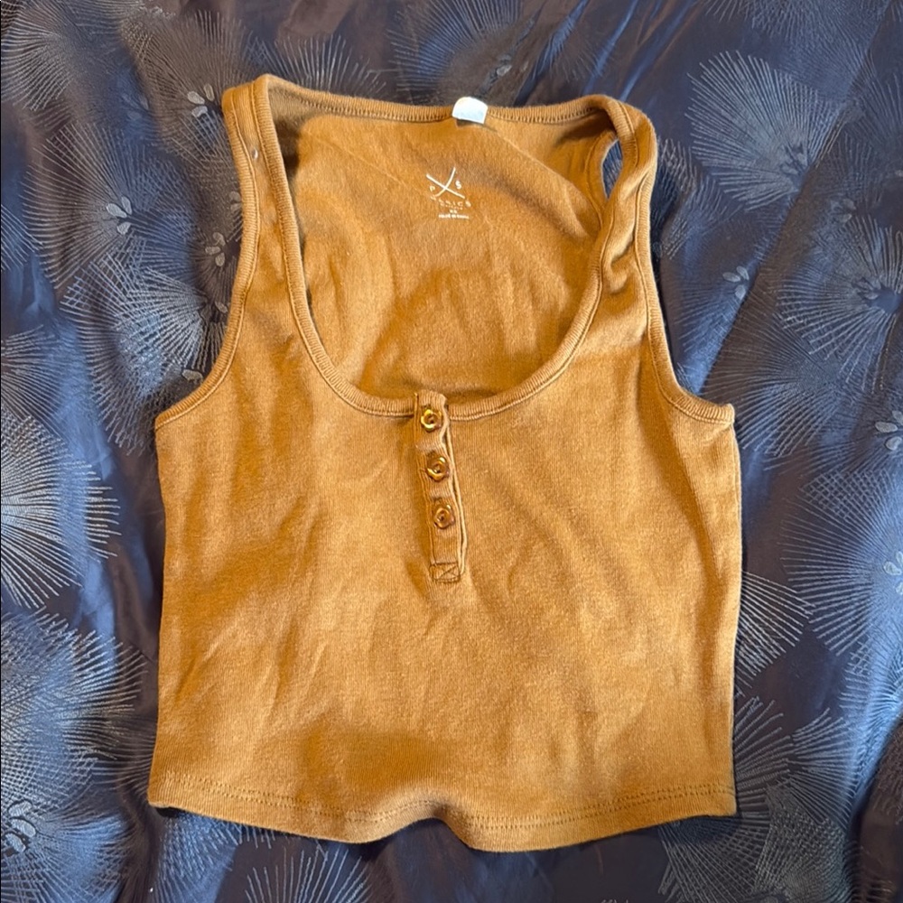 PacSun Yellow Buttoned Crop Tank Top